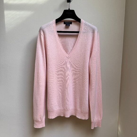 LORD & TAYLOR Essential 100% Cashmere V-Neck Sweater - Baby Pink - Picture 1 of 7